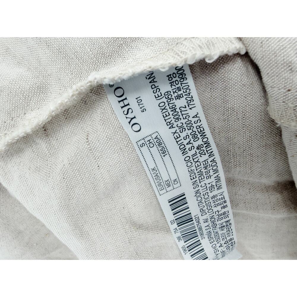 OYSHO Linen Wrap Dress Size S Midi Pockets Cream - Picture 6 of 7